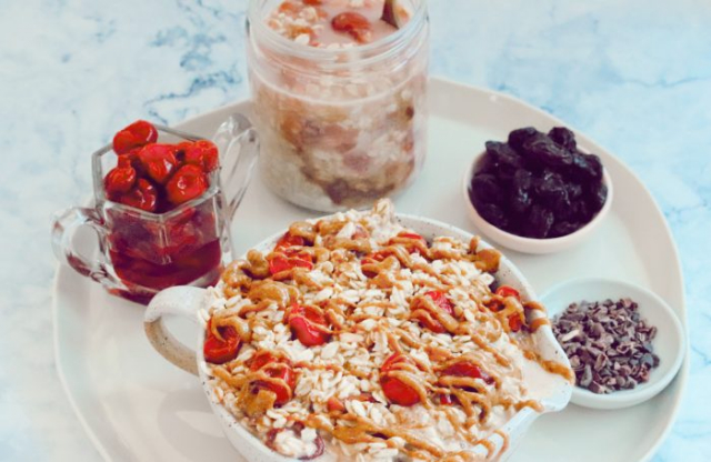 Tart Cherry Almond Butter Overnight Oats