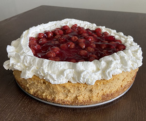 Pumpkin Cheesecake with Tart Cherries