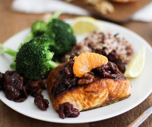 Indian-Spiced Broiled Salmon with Citrus Tart Cherry Chutney