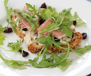 Open Faced Tart Cherry Prosciutto Sandwich