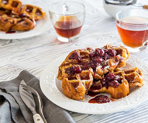 French Toast Waffles with Tart Cherry Syrup